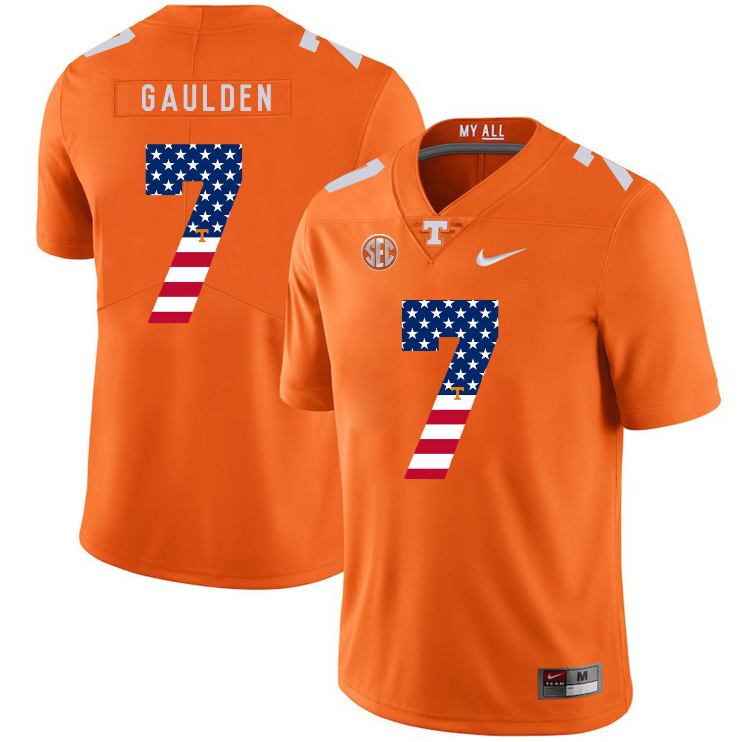 Men Tennessee Volunteers #7 Gaulden Orange Flag Customized NCAA Jerseys